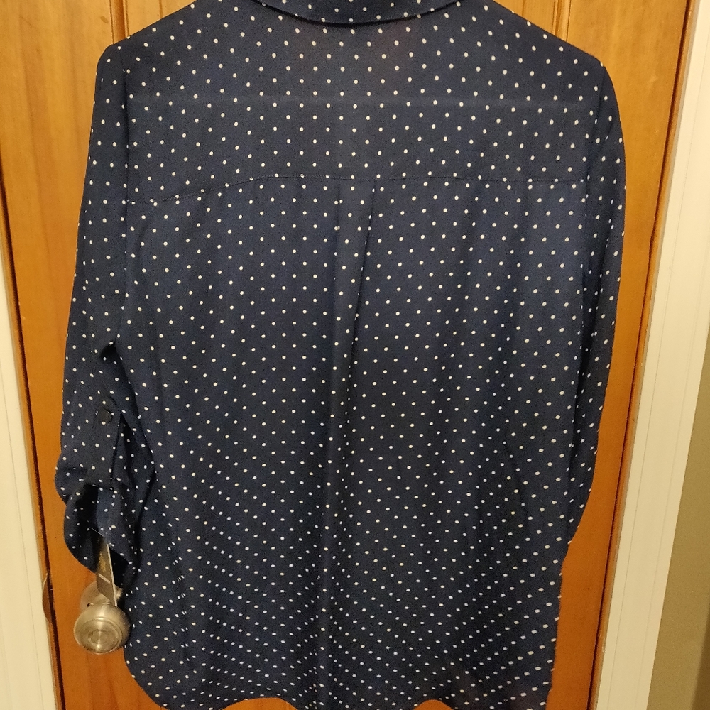 Fortune + Ivy polka dot Navy blouse
